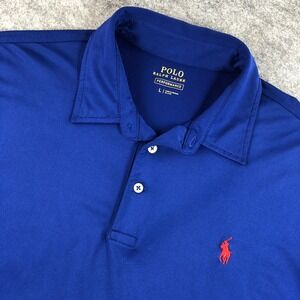 Ralph Lauren Mens L Blue Pima Cotton Performance Golf Polo Shirt